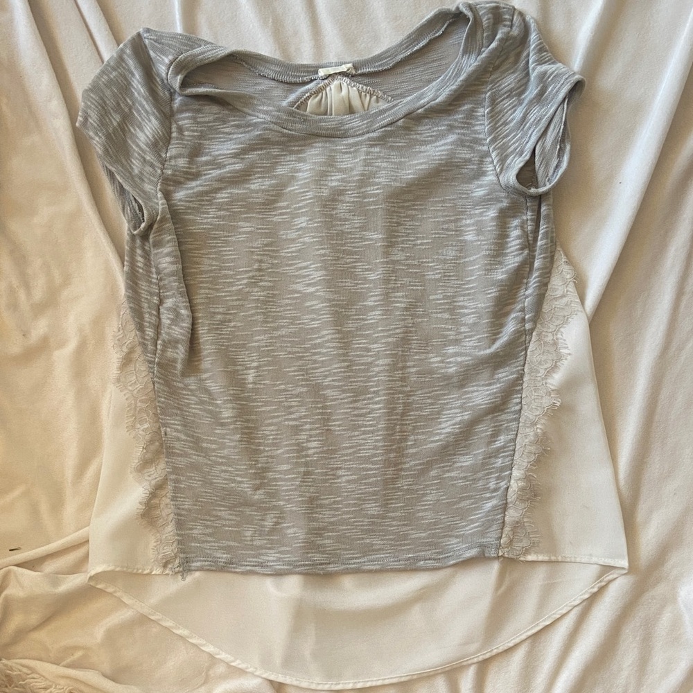 Gray and Cream Women's Top